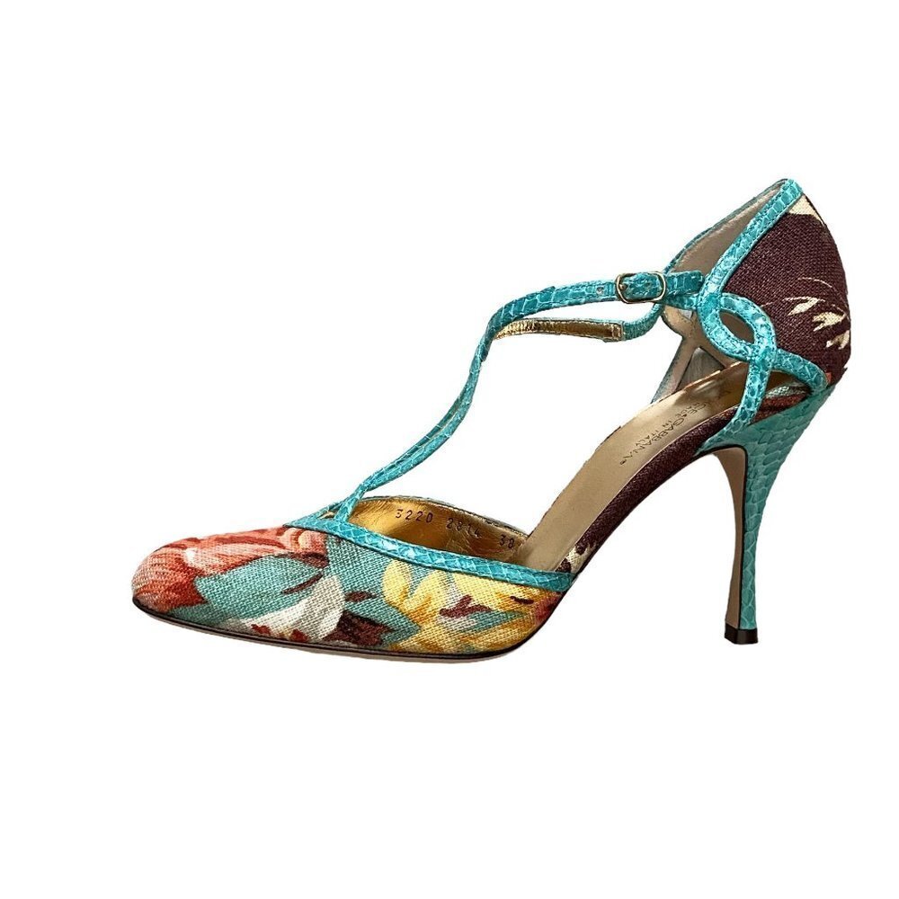New Dolce&Gabbana Floral Closed Toe Strappy High Heels